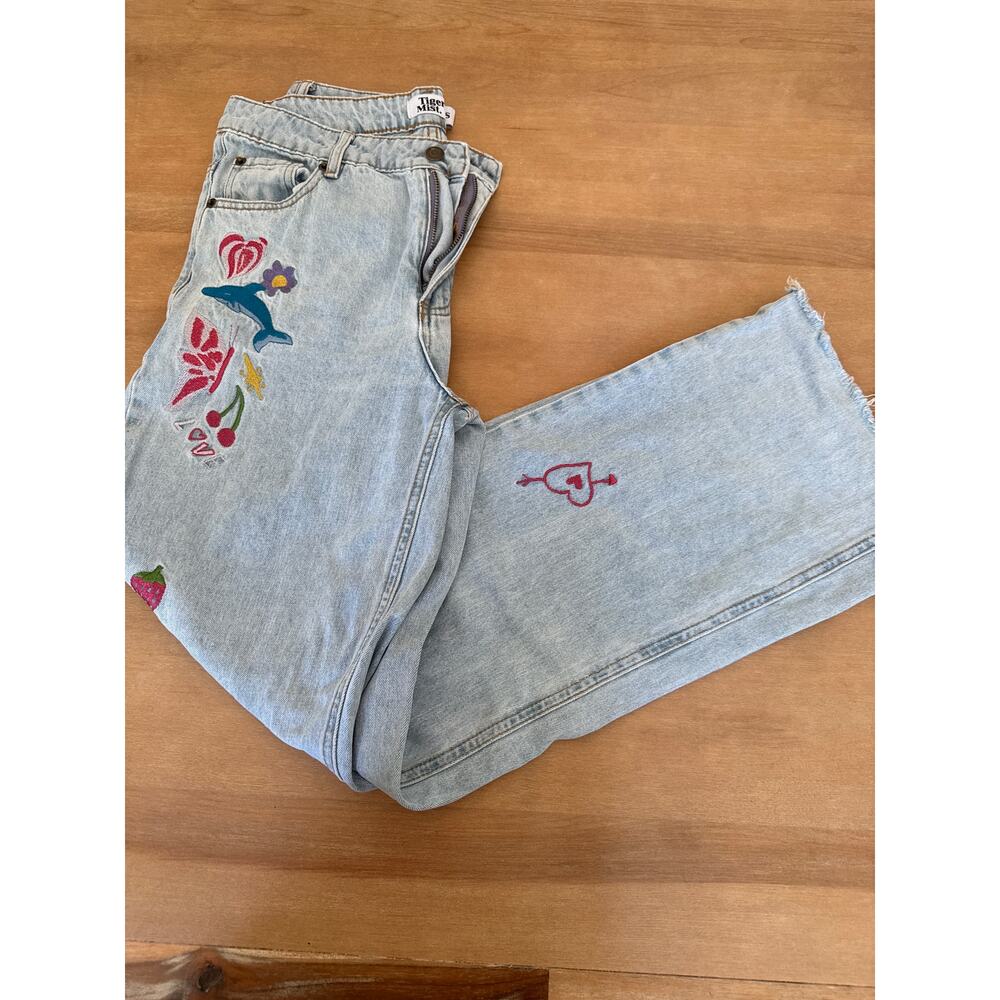 Tiger Mist Embroidered Jeans Small Dolphin Hearts Daisy Butterfly Whimsy